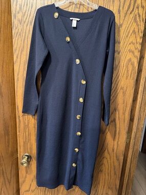 h&m conscious denim dress Ladies - Dark Denim Blue Denim maxi dress - Size: XXS